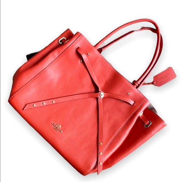 NWOT Coach Refined Pebbled Leather Turnlock Tie Tote - Picture 7 of 14